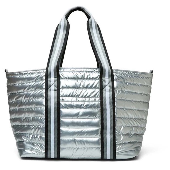 THINK ROYLN Wingman Bag: Pearl Silver-Large Crossbody Tote w/ Zippers & Pockets - Picture 7 of 7